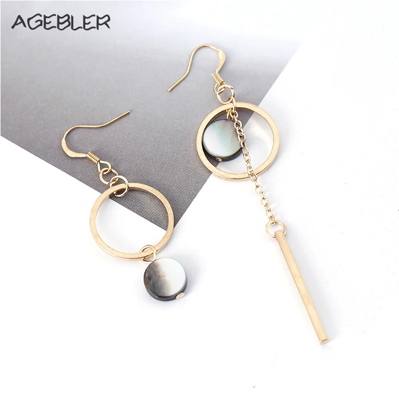 

Asymmetric Natural Shell Retro Pendant long Dangle earrings Fashion Jewelry for Women Girl Party Accessories Geometry Earrings
