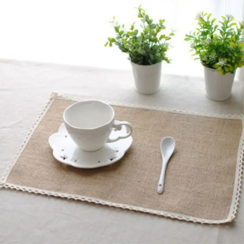Table Decoration Natural Hessia Burlap Placemats Table Mats Kitchen Dining Jute Place Mat New