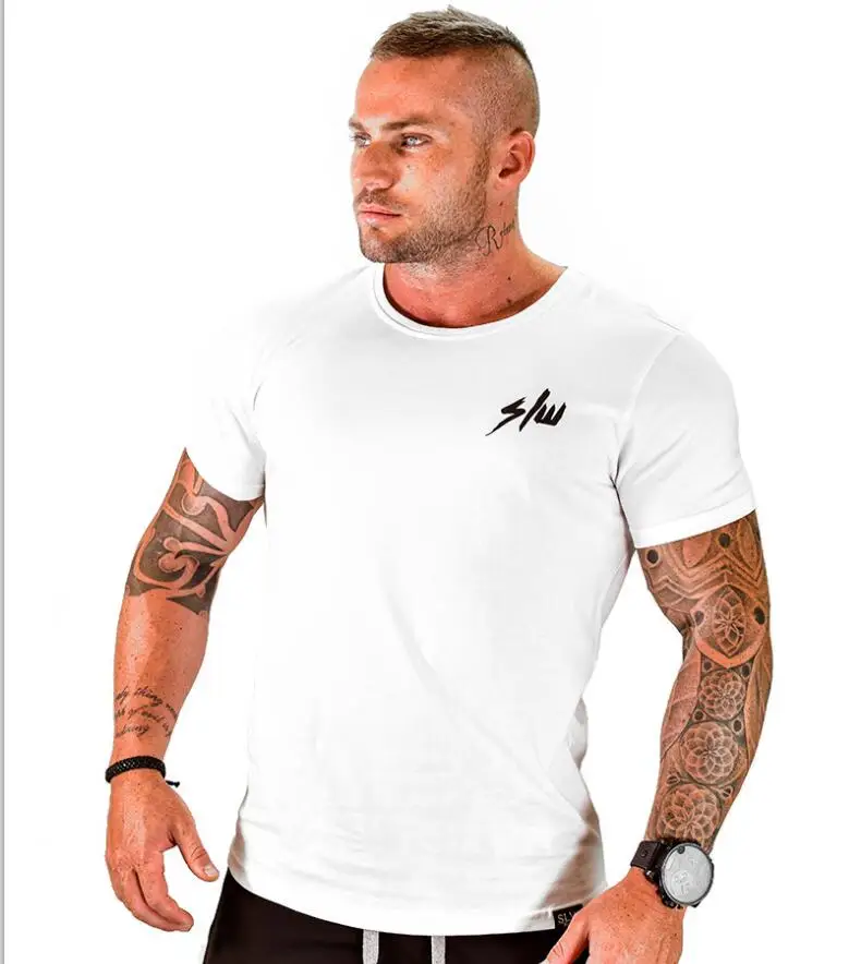 Мужская Летняя стильная модная футболка, мужская майка для отдыха и тренажерного зала с короткими рукавами, облегающая футболка, топы, одежда - Цвет: white