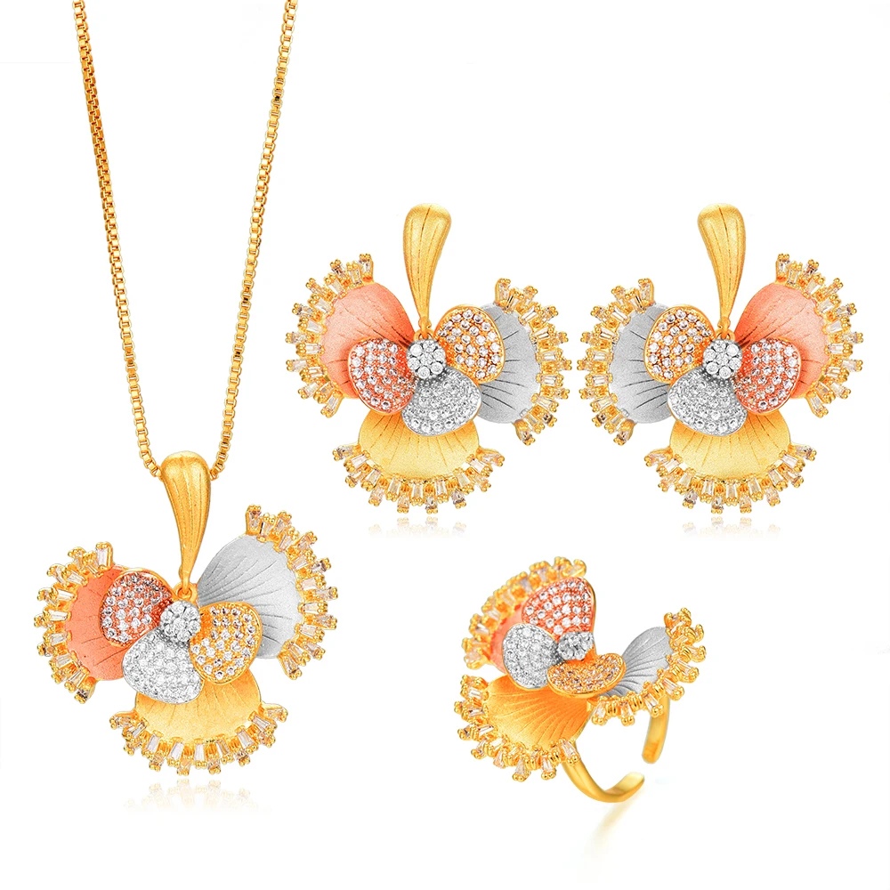 

GODKI Luxury Ginkgo Leaf African Bangle Ring Set Indian Jewelry Sets For Women Wedding Engagement brincos para as mulheres