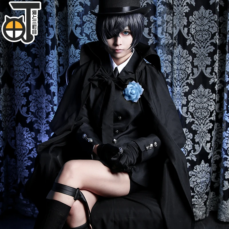 [Сток] Хит, аниме, Черный дворецкий, Ciel Phantomhive, костюм для косплея, для похорон, униот, полный комплект, L-XL на Рождество