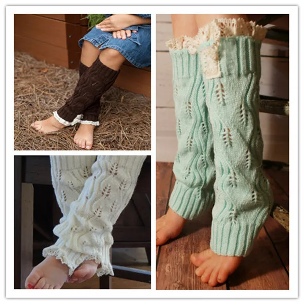 Детская мода для маленьких девочек Вязание ног Детские гетры зимние сапоги для детей носки гетры кружевной отделкой крючком пуговицы