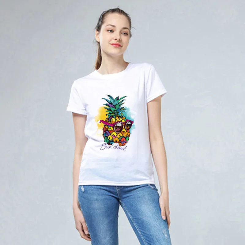 Lychee/летние женские футболки Harajuku с фруктовым принтом круглым вырезом и коротким