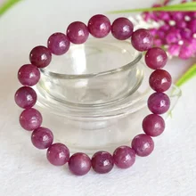 Натурального Розовый и красный цвет рубиновый браслет гладкие круглые бусины полированный тянущийся Браслеты большой Beads10mm