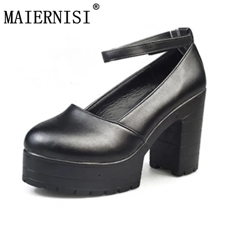 

2018 Factory Outlet Big spring ladies footwear casual thick heels platform shoes for girls Europe women hihg heels shoes pumps