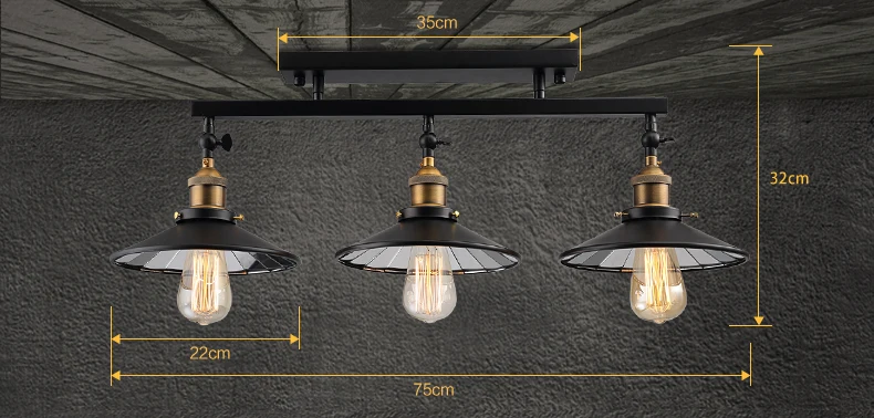 Модный винтажный чердак DIY черный железный потолочный светильник домашний деко зеркальный стеклянный абажур 3* E27 Лампа Эдисона столовая MING