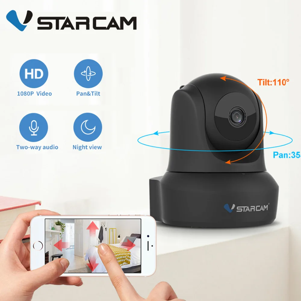 Vstarcam interior WiFi HD Video de vigilancia de la seguridad de la cámara IP inalámbrica con Audio de dos vías de la visión nocturna IR Pan Tilt - 1
