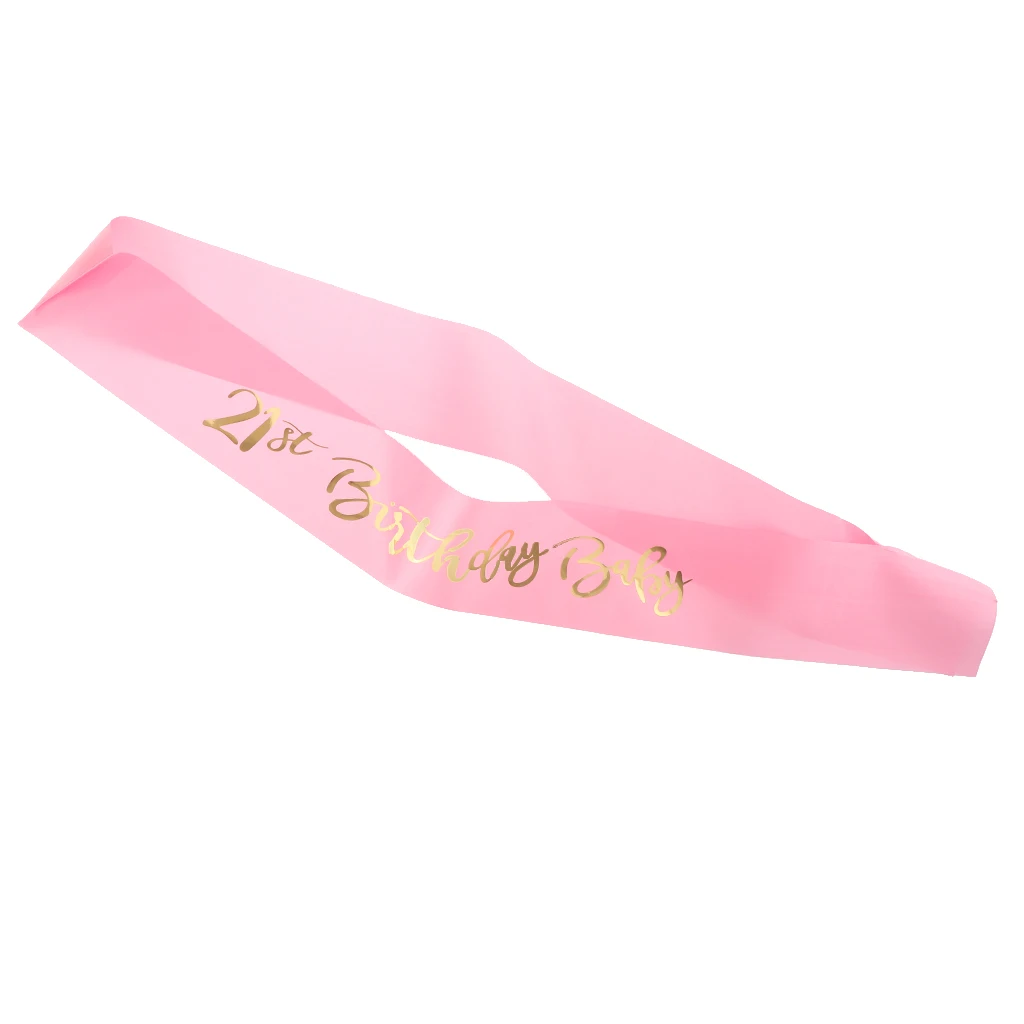 21st Birthday Baby Glitter Satin Sash Princess Happy Birthday Party Celebration Supplies adult Party Decoration Gift Black Pink 