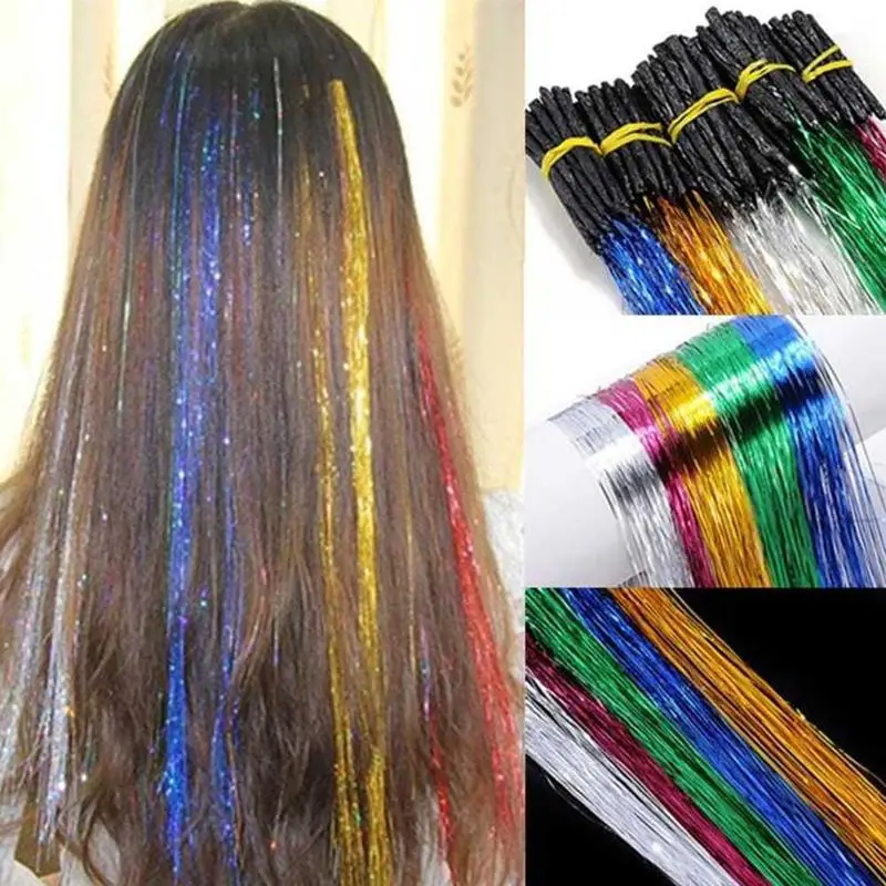 

45cm 100 Strands/pcs Hair Tinsel Bling 14 Colors For Women Girls Hairstyling HJF7387