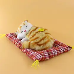 Искусственный Спящая кошка модели, полиэтилен и мех звуки miaow желтый kitty около 12x9 см Ремесленная украшения дома подарок b1547