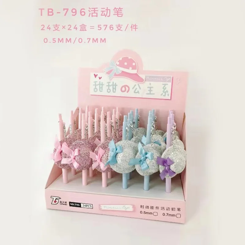 

24 Pcs/lot Cartoon Hat pendant Mechanical Pencils School Office Supply Student Stationery Kids Gift Automatic Pencil