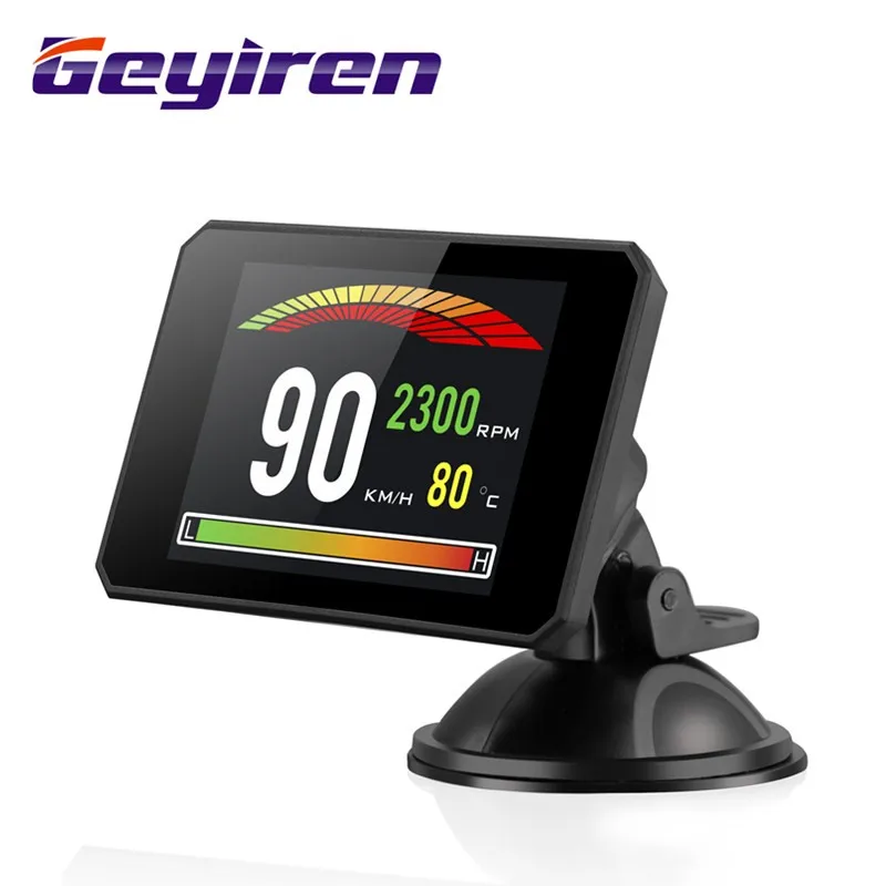

GEYIREN P16 head up display hud obd2 temperature car KM/h MPH Turbo Boost Pressure speed projector on the windshield for car HUD