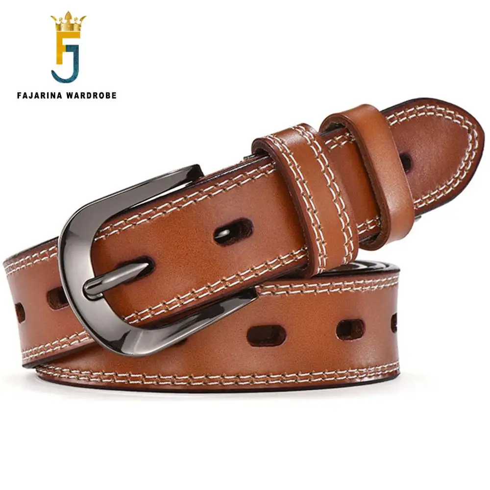 FAJARINA Ladies 100% Quality Cowhide Leather Female Models Belt Stripe Retro Clasp Styles Cow Skin Belts for Women 28mm N17FJ503