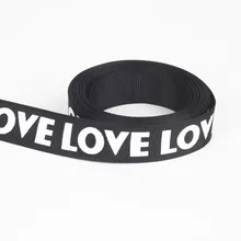 Cinta de grogrén estampada con corazón de amor, 5 yardas/bolsa, Color negro, ancho de 20mm, para San Valentín, embalaje de regalo de cinta