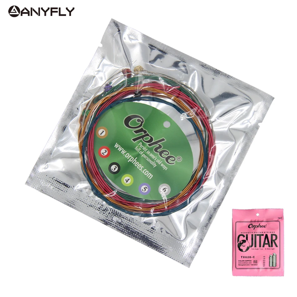 

New Orphee TX620-C Muti Color Colorful ACOUSTIC Guitar Strings Color Coated Cooper Extra Light