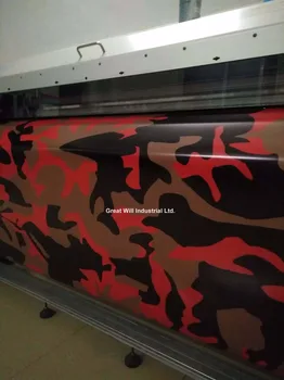 

Red Black Camouflage Vinyl Car Wrap Film Sticker Snow Camo with Air Bubble Free for Boat Truck Vehicle Covering
