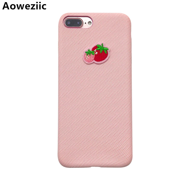

Aoweziic Small fresh strawberry For iPhone X XS MAX XR mobile phone shell embroidery flannelette protection sleeve 6S 7 8plus