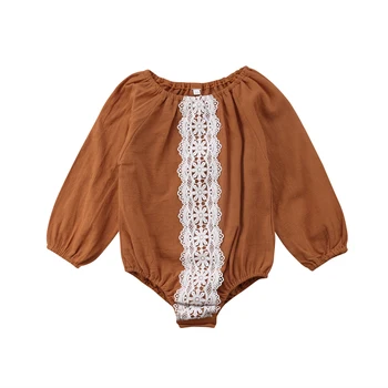 

Newborn Infant Baby Girls Lace Long Sleeve Rompers Vintage Baby Girls Jumpsuit Playsuit Autumn Baby Girls Clothes