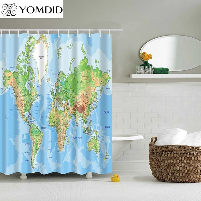 Diffe World Map Pattern Shower Curtains Printed Bathroom Diffe World Map Pattern Shower Curtains Printed Bathroom Wall Hanging Curtain
