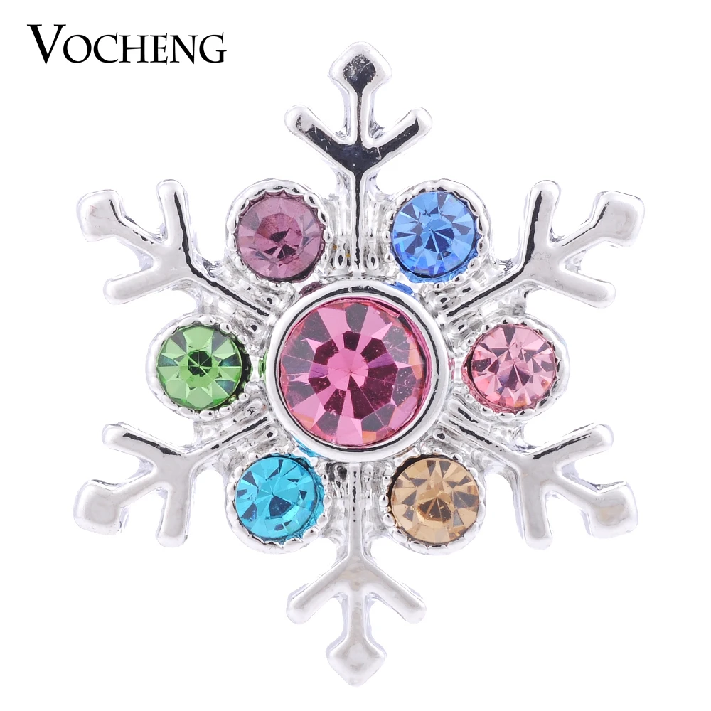 

10PCS/Lot Wholesale Vocheng Ginger Snap Button 4 Colors Christmas Snowflake 18mm Glitzy Gift for Girls Vn-1143*10