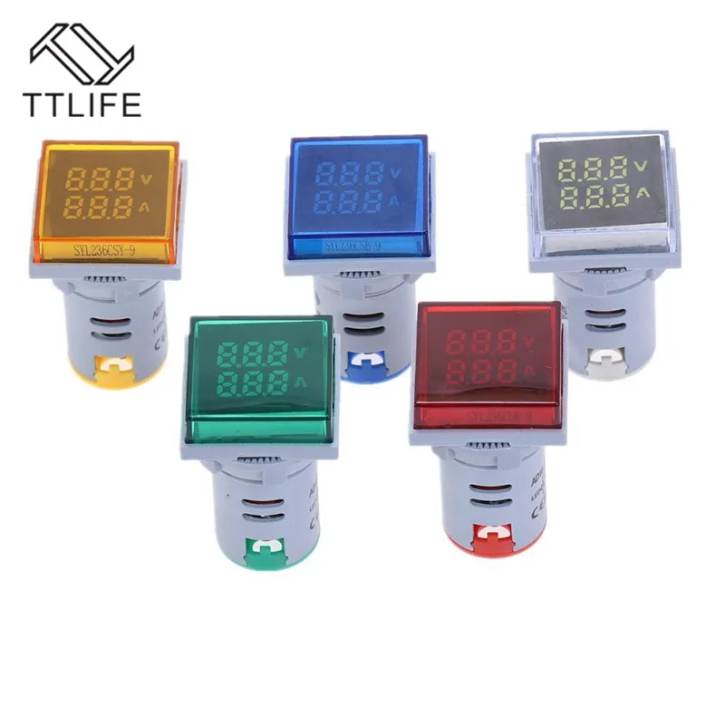TTLIFE квадратный светодиодный цифровой двойной дисплей Вольтметр и амперметр