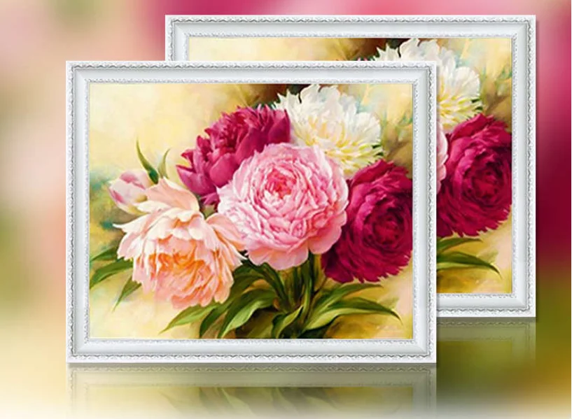 5D DIY Алмазная мозаика Пион цветок декорации Стразы крестиком наборы ручной