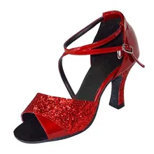 Профессиональная кожаная танцевальная обувь для сальсы блестящий цвет 7/8, 5 см или другой каблук латинские танцевальные туфли для женщин JYG951