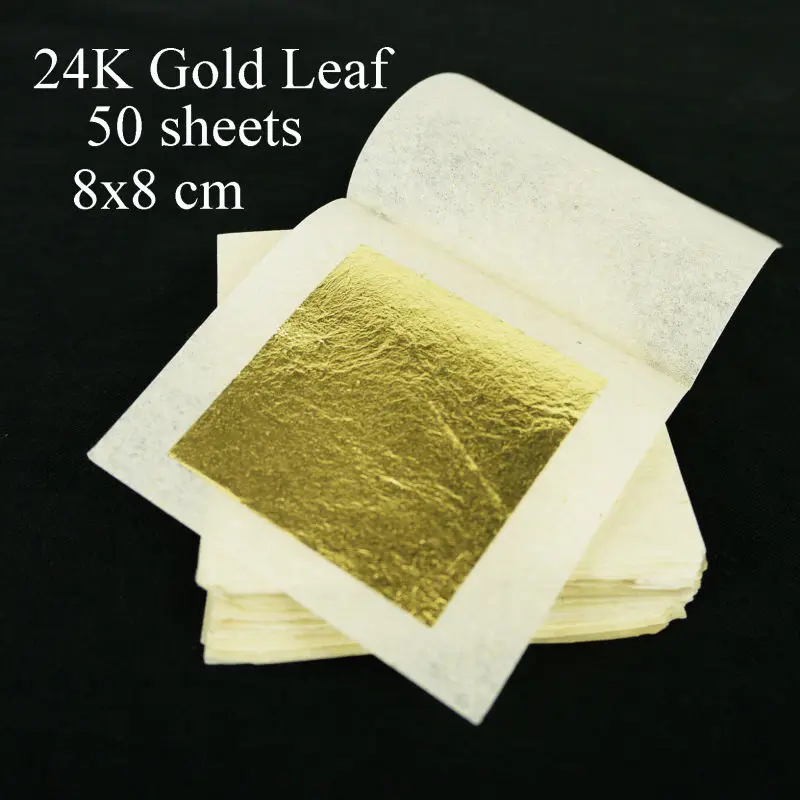 High Quality 50 Sheets 8x8cm Genuine 24K Edible Gold Leaf Food Decoration Mask | Дом и сад