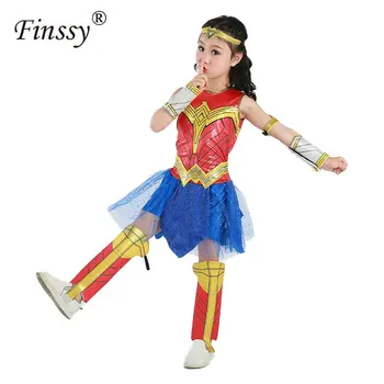 

Wonder Woman Dawn Of Justice Cosplay Costume for Girls Wonder Woman Halloween Costume for Kids Child Short Sleeve Dress