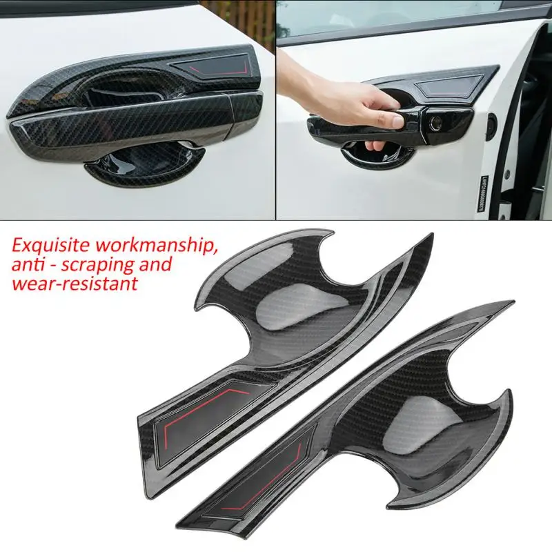 

4PCS Carbon Fiber Style Car Outer Door Handle Bowl Cover Trim Stickers For Honda Civic 2016 Car Accessories New