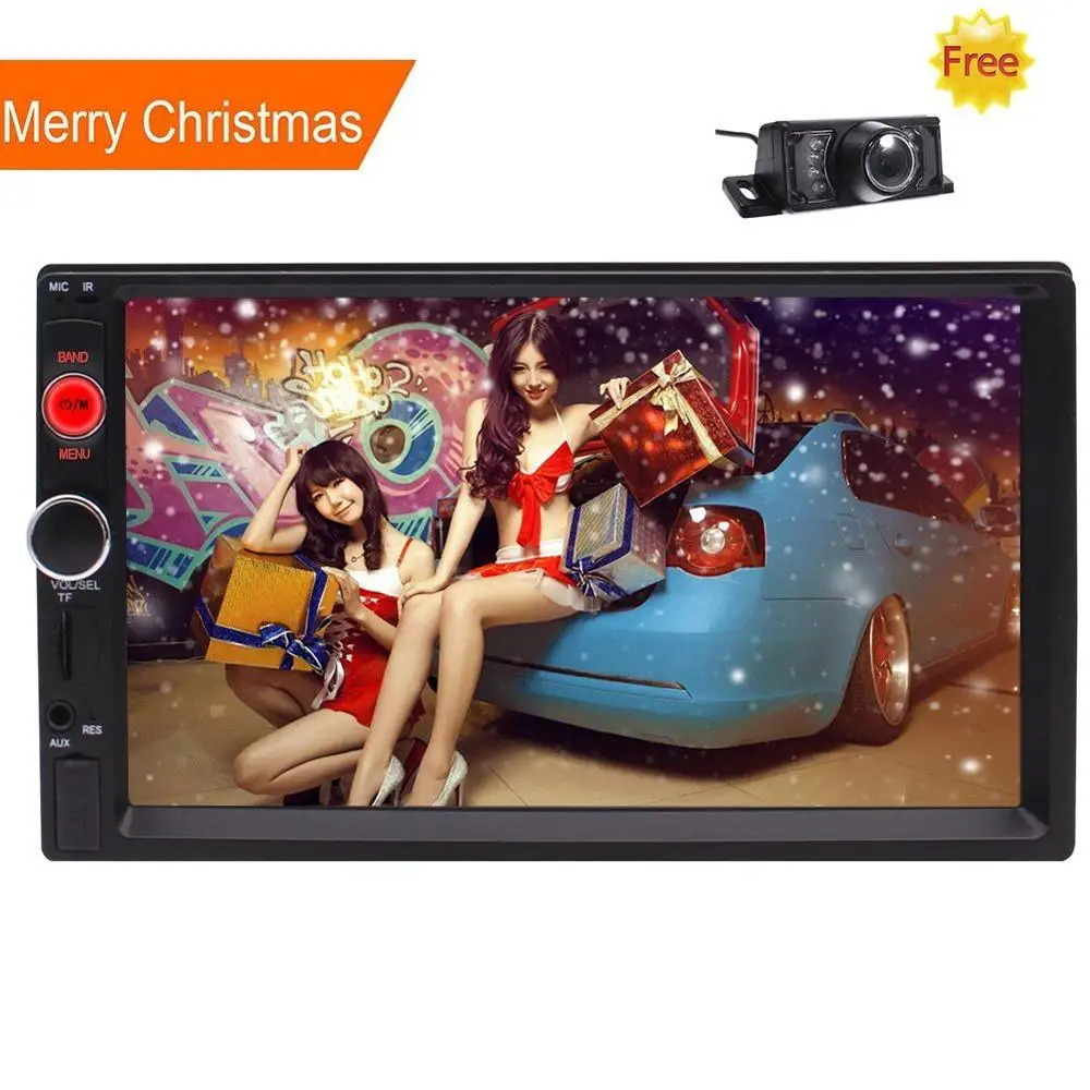 

2 Din Car MP5 Video Radio Player In Dash Built-in Bluetooth+Microphone 7'' Audio USB/SD FM Remote Control SWC+Free Backup Camera