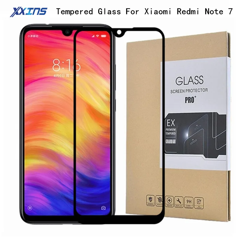 

Tempered GLASS For Xiaomi Redmi note 7 Full Screen Cover Protector on note7 6.3inch Toughened Protective Film Hard box packaging