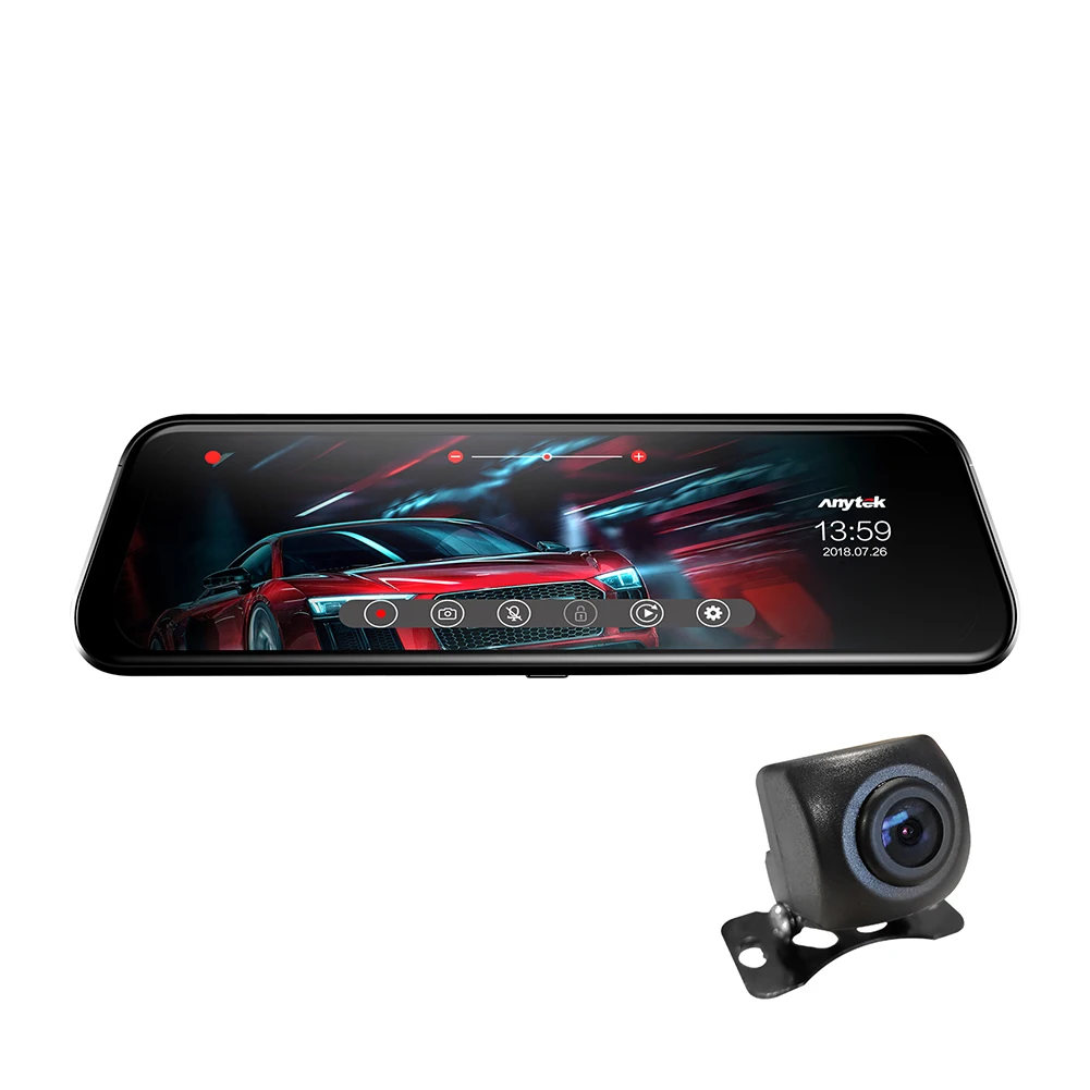 

9.66 inch Car Rearview Mirror DVR Camera Anytek T12+ Dual Lens Dash Cam 9.66 Inch Rearview Mirror Digital Video Recorder