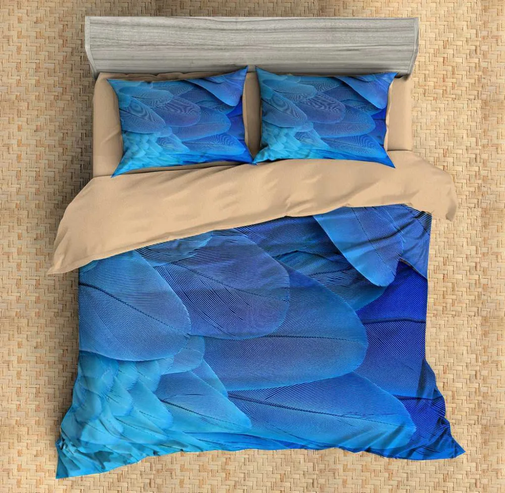 

3D print Bedding set feather blue frinds' gift bedding sheet Duvet cover set Home Textiles