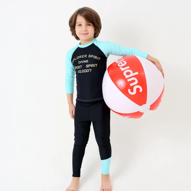 Hot sale boys swimsuit size to 5XL two piece with long sleeve children