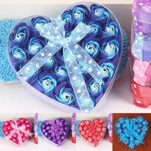 Набор в форме сердца с ароматом цветов, 24 шт., имитация лепестков роз, бумажное мыло для мытья рук, свадебное украшение, подарок на день Святого Валентина