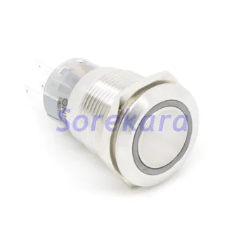 

19mm Stainless Steel Ring LED Color RED Latching 2NO 2NC Pushbutton Switch For Auto IP67 UL 6V/12V/24V/110V/220V