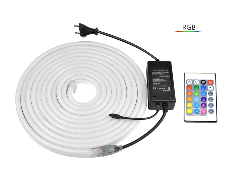 Неоновый светодиодный светильник, гибкий, 220 В, с вилкой европейского стандарта, водонепроницаемый, RGB, сказочный, неоновый, уличный, праздничный светильник, новогодняя, неоновая, Диодная лента