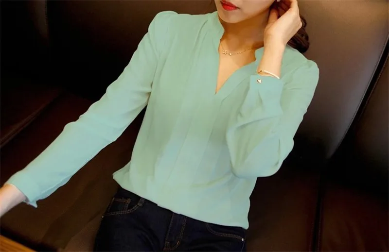 Softu-Fashion-Women-Blouse-Shirts-Summer-Casual-Blusas-V-Neck-Long-Sleeve-Solid-Color-Chiffon-Shirts (4)