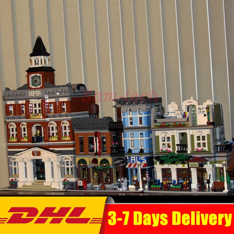 

DHL Lepin 15003+The Town Hall+15010 Parisian Restaurant+15011 Detective's Office Blocks Bricks ToysLegoings 10224 10243 10197