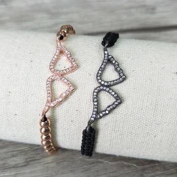 

10 Pcs Micro Pave CZ imperial crown Connector Charm & Round Beads Bracelet Braided Macrame handcraft Jewelry Xmas Gift BG113