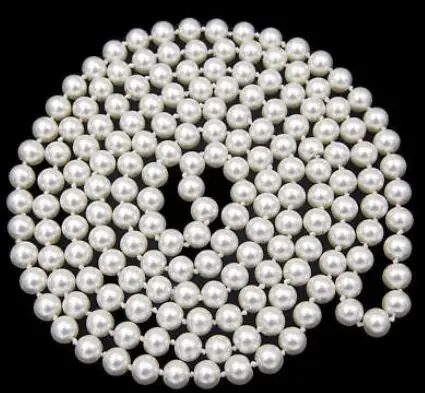 8mm White Shell Pearl jewelry Necklace 34 Inches Long | Украшения и аксессуары