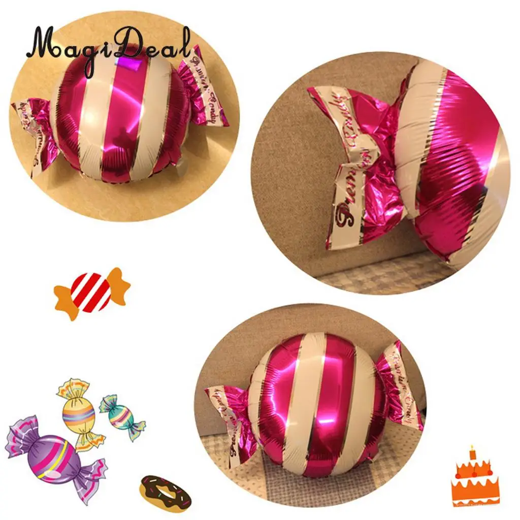 MagiDeal 5pcs Lovely Stripes Dots Sweet Candy Shape Aluminium Film Balloon Wedding Birthday Party Decor Kids Toy