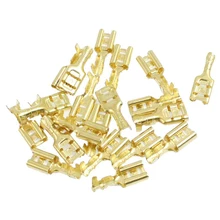 20 Pcs Gold Tone Brass Crimp Terminal 6.7mm Female Spade Connectors
