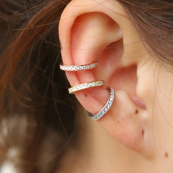 

simple classic jewelry round cuffs no pierced micro pave cz round circle 925 sterling silver girl minimalist delicate earring