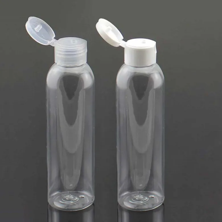 (50pcs/lot)150ml transparent shampoo plastic travel bottles with flip