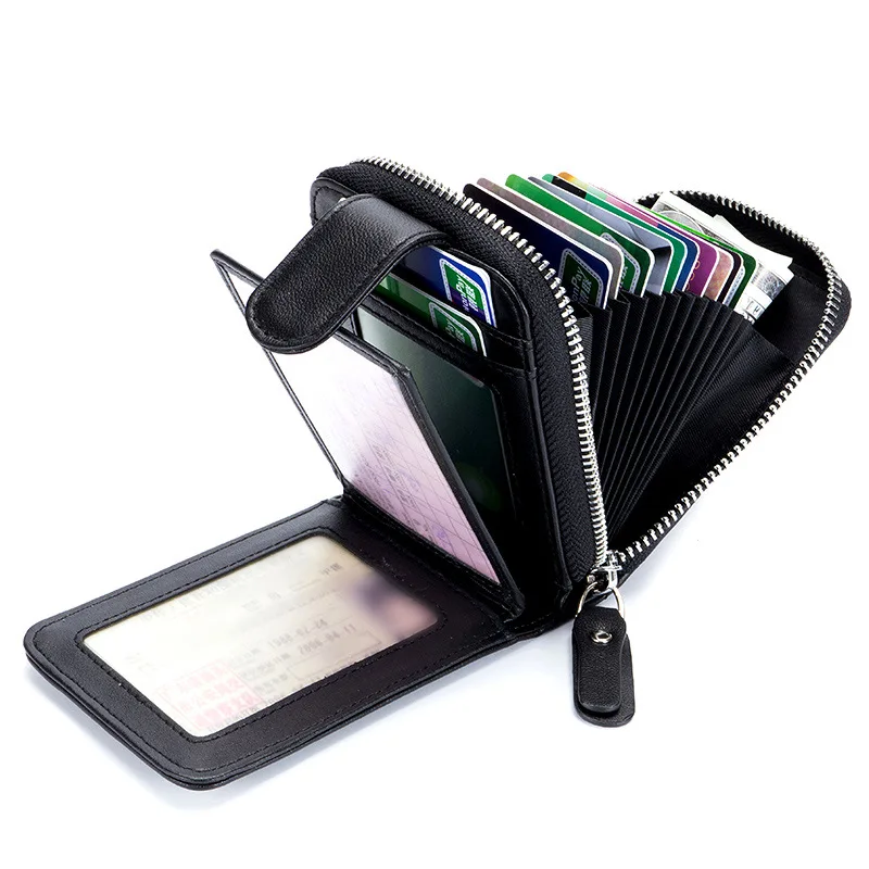 

2018 New Fashion Men/Women Card Holder Wallets Business Knitting Credit Card Holders Genuine Leather Travel Wallets