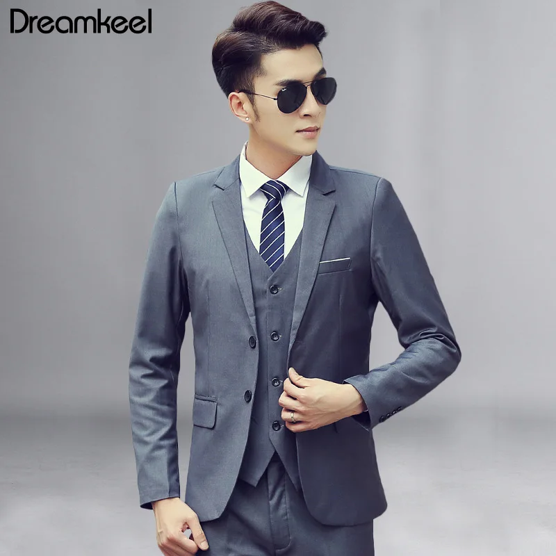 

2019 New Men's Fashion Boutique Plaid Wedding Dress Suit Three-piece Male Formal Business Casual Suits Jacket + Vest + Pants Y