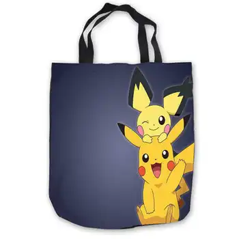 

Custom Canvas Pikachu Pokemon ToteBags Hand Bags Shopping Bag Casual Beach HandBags Foldable 180911-04-53