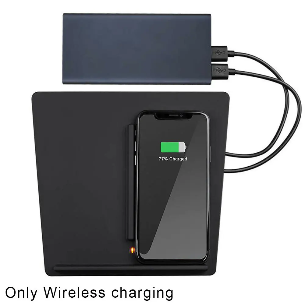 

USB Port Wireless Charger Upgraded Interior Auto Accessory Car Mount Qi Dual Phones Charging Center Console For Tesla Model 3